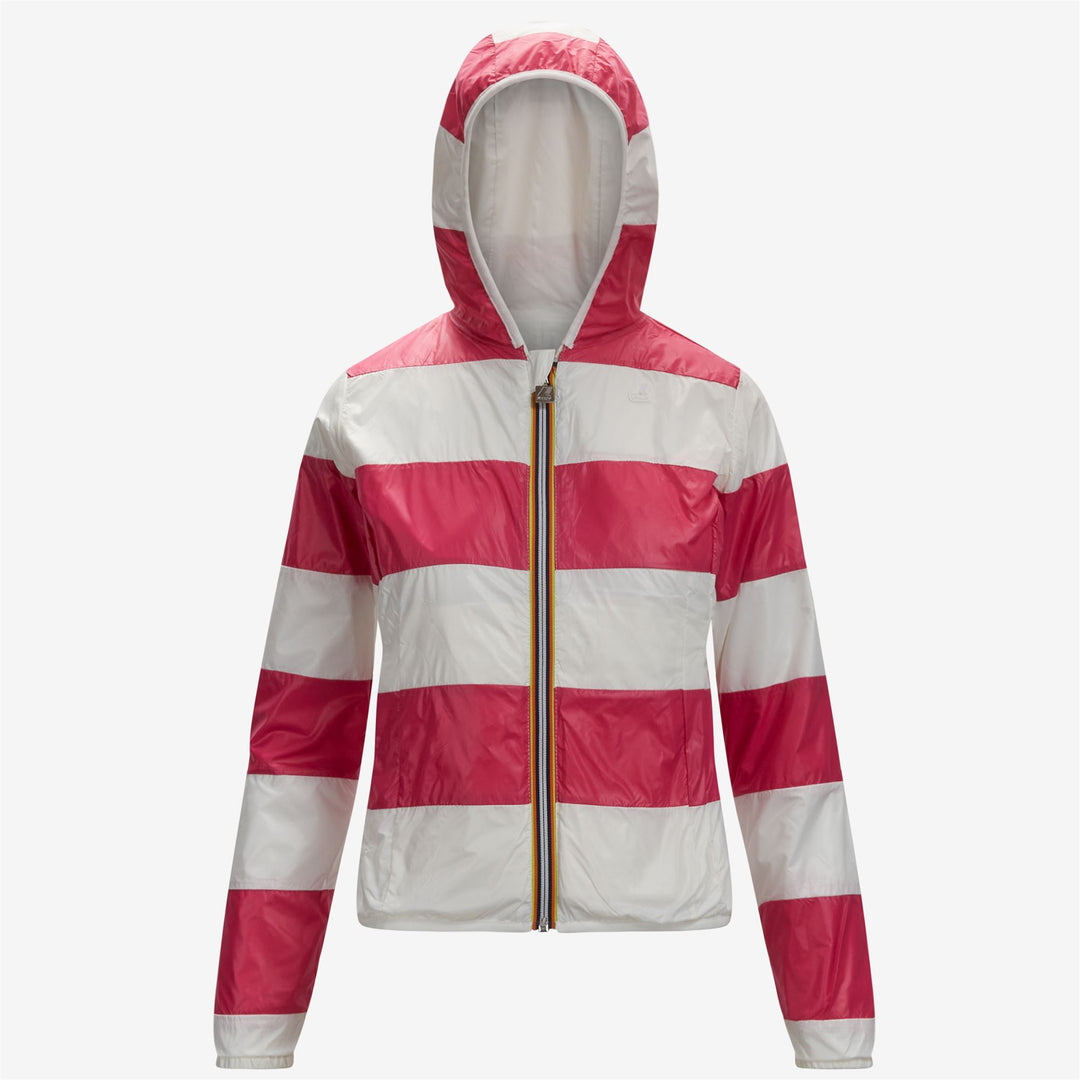 Chaqueta corta reversible blanca para mujer con capucha y bolsillos main