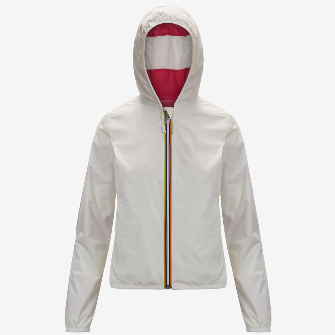 Chaqueta corta reversible blanca para mujer con capucha y bolsillos main