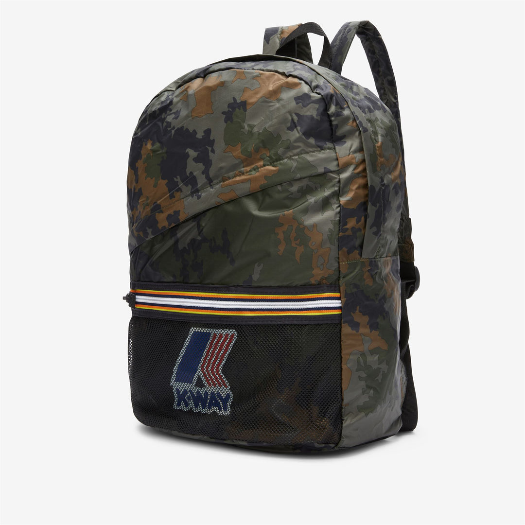 Bags Unisex LE VRAI 3.0 FRANCOIS  GRAPHIC Backpack DARK CAMOUFLAGE | kway Dressed Front (jpg Rgb)	