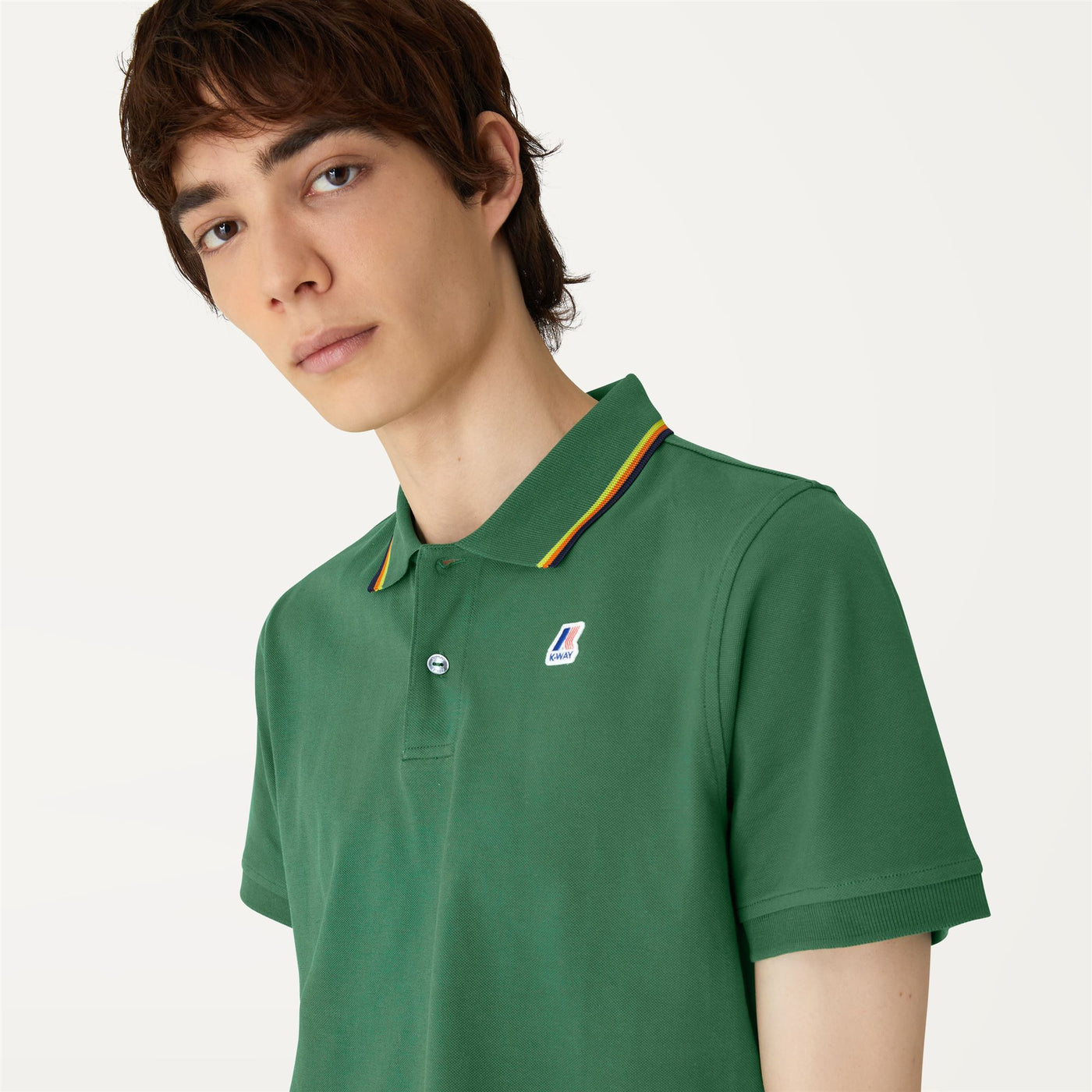 Polo Shirts Man JUDE STRIPES Polo GREEN DK Detail Double				