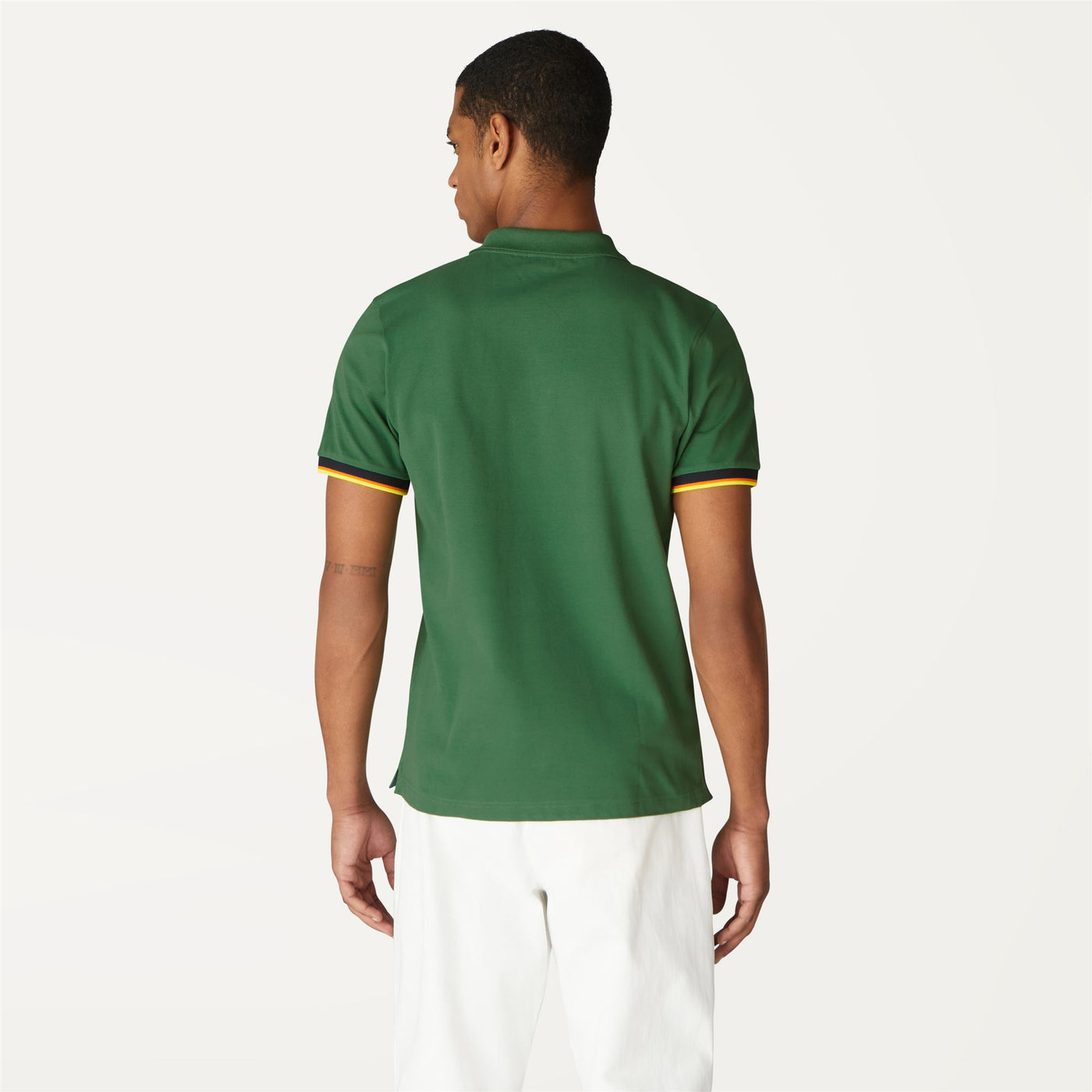 Polo Shirts Man VINCENT CONTRAST STRETCH Polo GREEN DK Dressed Front Double		