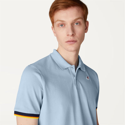 Polo Shirts Man VINCENT CONTRAST STRETCH Polo BLUE AVIO Detail Double				
