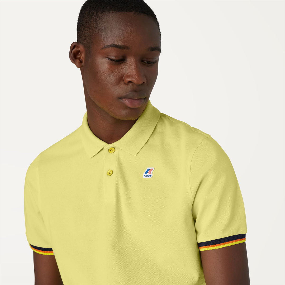 Polo Shirts Man VINCENT CONTRAST STRETCH Polo YELLOW LEMON Detail Double				