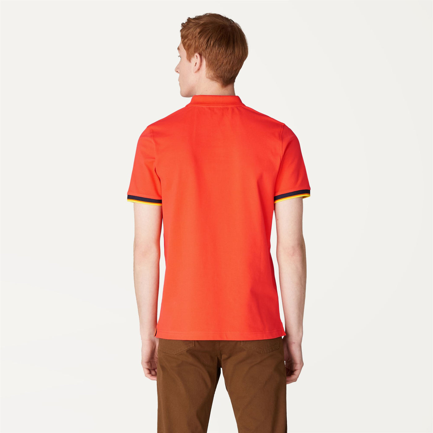 Polo Shirts Man VINCENT CONTRAST STRETCH Polo ORANGE Dressed Front Double		