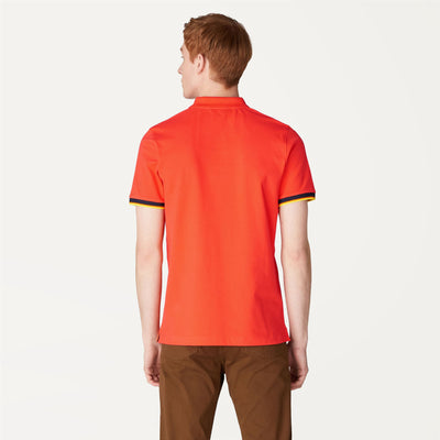 Polo Shirts Man VINCENT CONTRAST STRETCH Polo ORANGE Dressed Front Double		