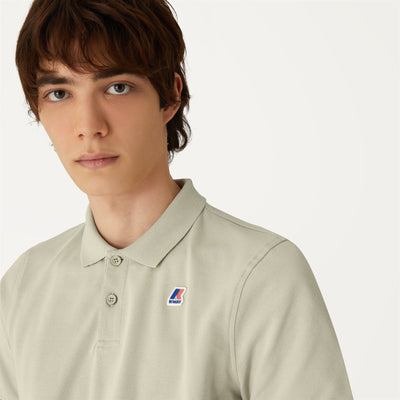 Polo Shirts Man VINCENT CONTRAST STRETCH Polo BEIGE GREY Detail Double				
