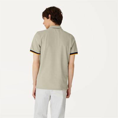 Polo Shirts Man VINCENT CONTRAST STRETCH Polo BEIGE GREY Dressed Front Double		