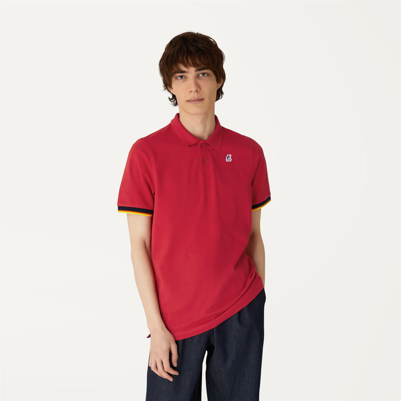 Polo Shirts Man VINCENT CONTRAST STRETCH Polo RED Dressed Back (jpg Rgb)		