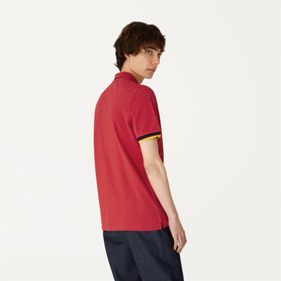 Polo Shirts Man VINCENT CONTRAST STRETCH Polo RED Dressed Front Double		
