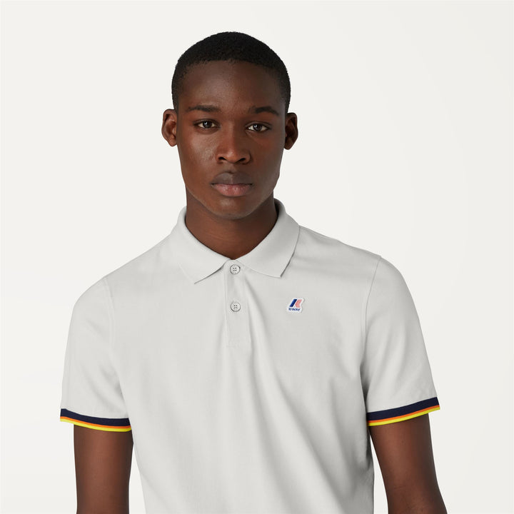 Polo Shirts Man VINCENT CONTRAST STRETCH Polo GREY LT Detail Double				