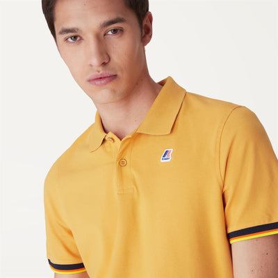 Polo Shirts Man VINCENT CONTRAST STRETCH Polo YELLOW LT JURASSIC Detail Double				