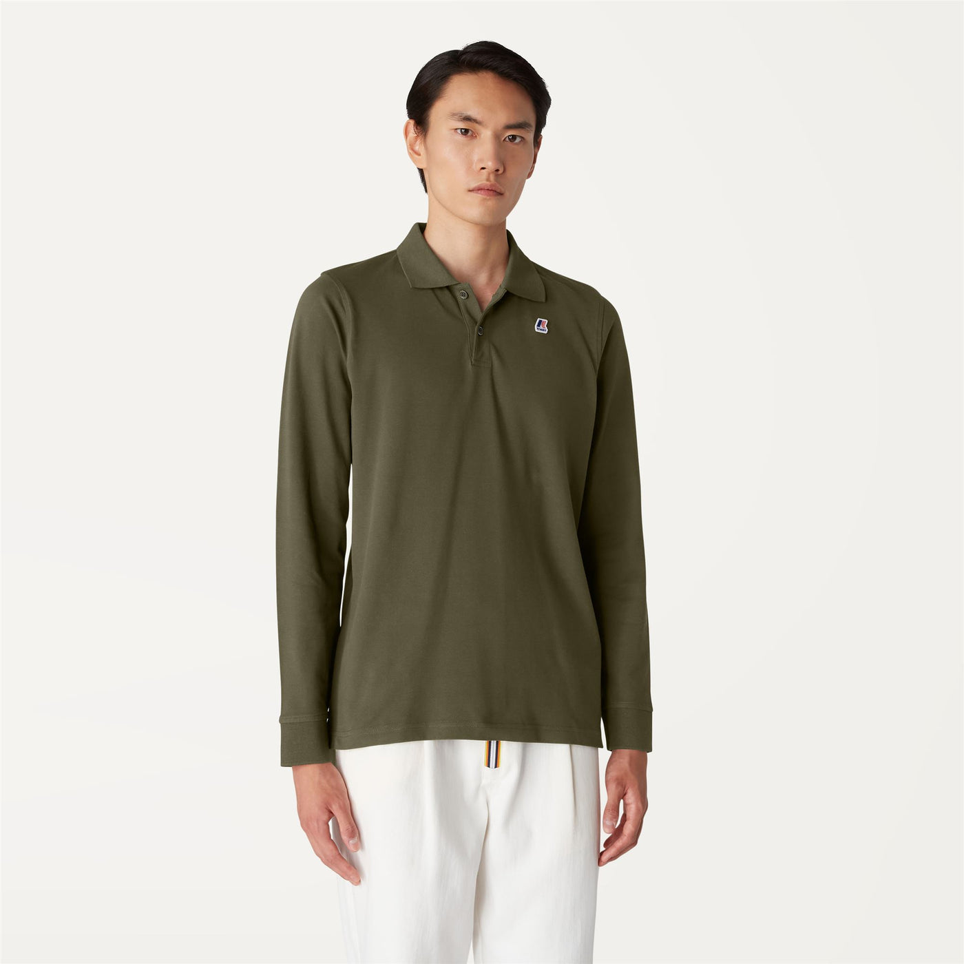 Polo Shirts Man ROCHEL CONTRAST STRETCH Polo GREEN BLACKISH Dressed Back (jpg Rgb)		