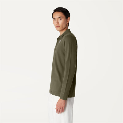 Polo Shirts Man ROCHEL CONTRAST STRETCH Polo GREEN BLACKISH Detail (jpg Rgb)			