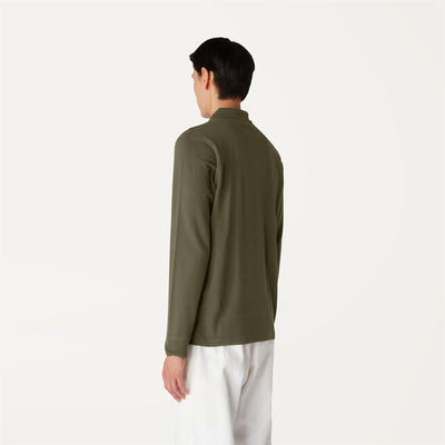 Polo Shirts Man ROCHEL CONTRAST STRETCH Polo GREEN BLACKISH Dressed Front Double		