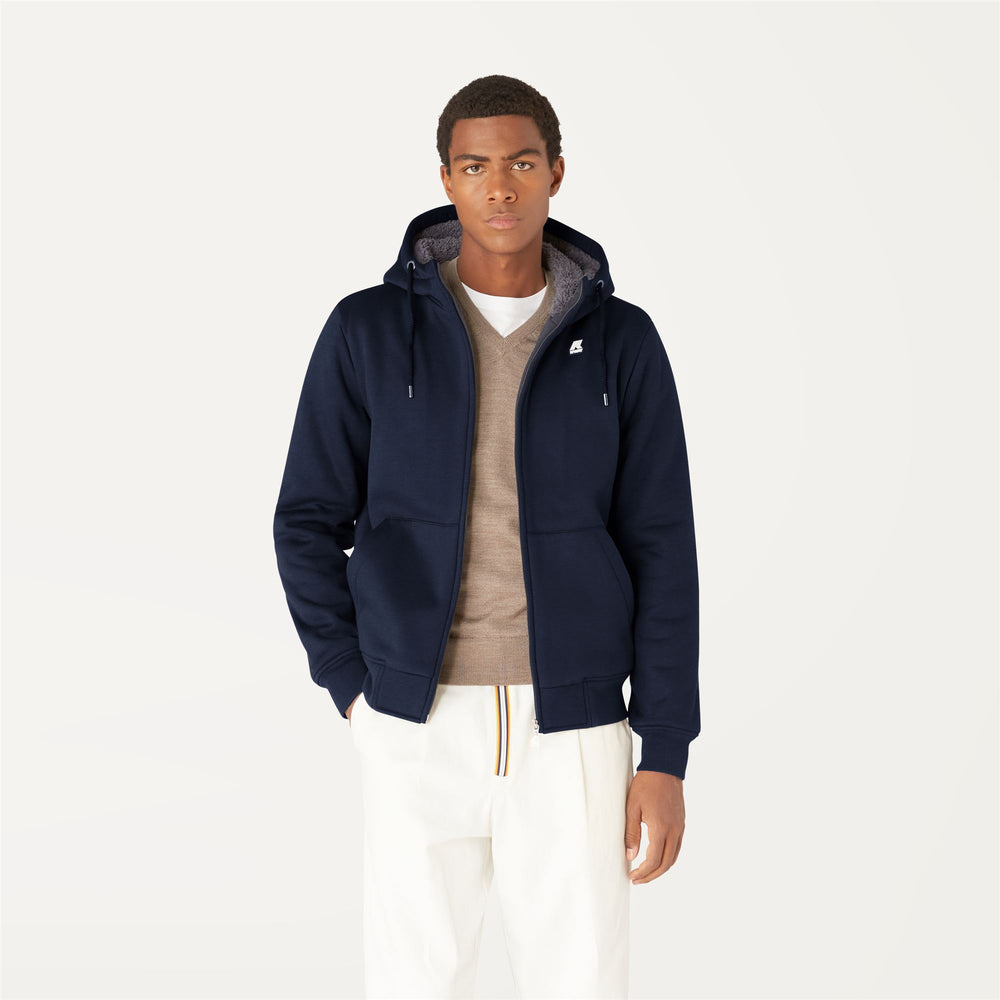 Giacca Fleece Calda Unisex Grigio Blu con Cappuccio Regolabile 02