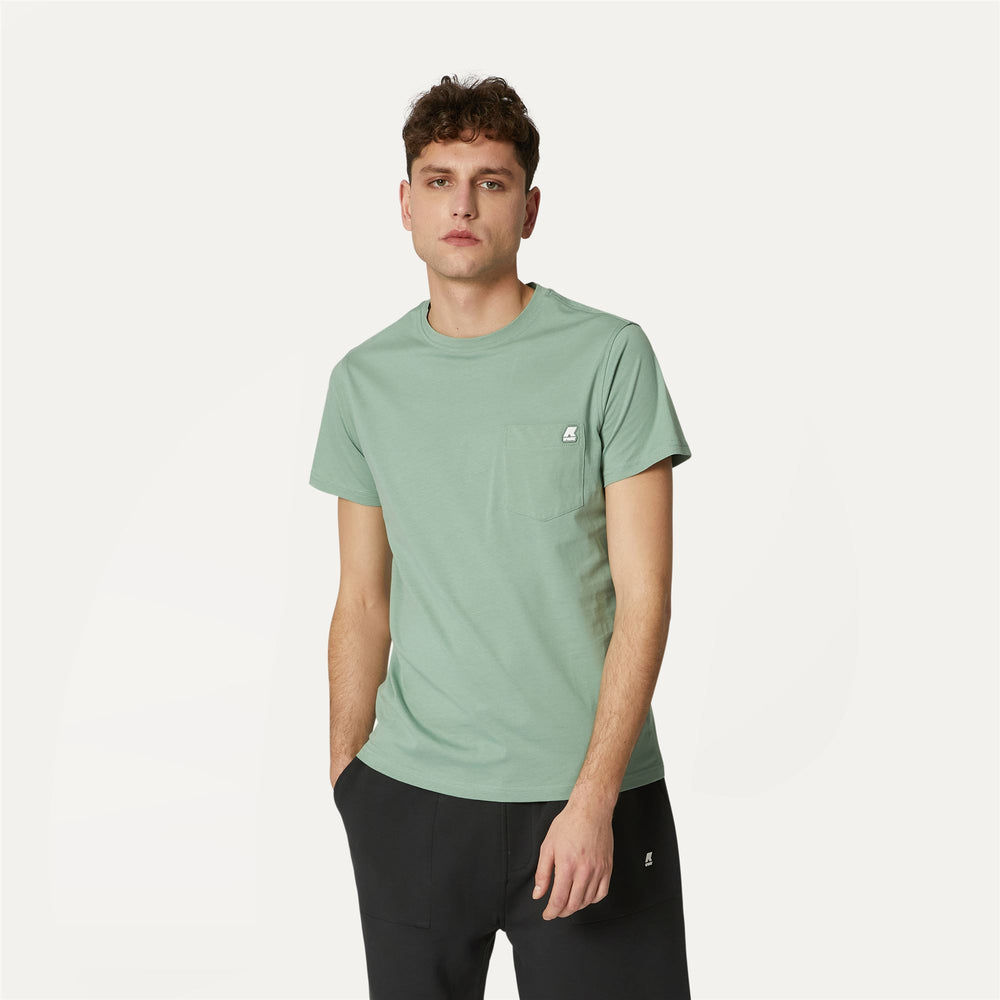 Fjord Green Men's Slim Fit Cotton T-Shirt with Chest Pocket 02