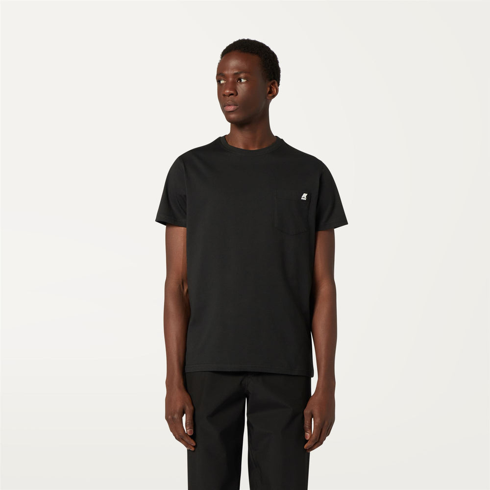 T-Shirt Slim Fit in Cotone Uomo Nero Grigio con Taschino 02