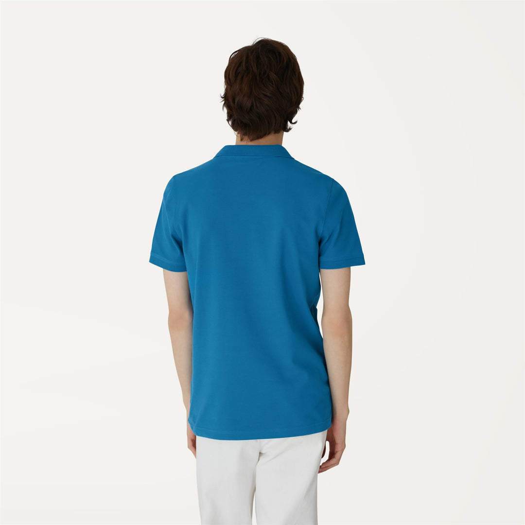 Polo Shirts Man BRIAC STRETCH Polo BLUE TURQUOISE Dressed Front Double		