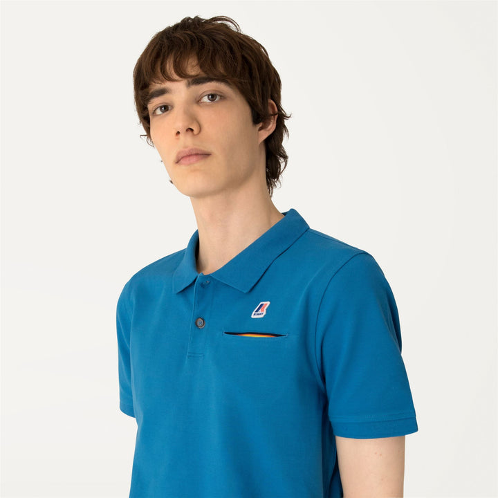 Polo Shirts Man BRIAC STRETCH Polo BLUE TURQUOISE Detail Double				