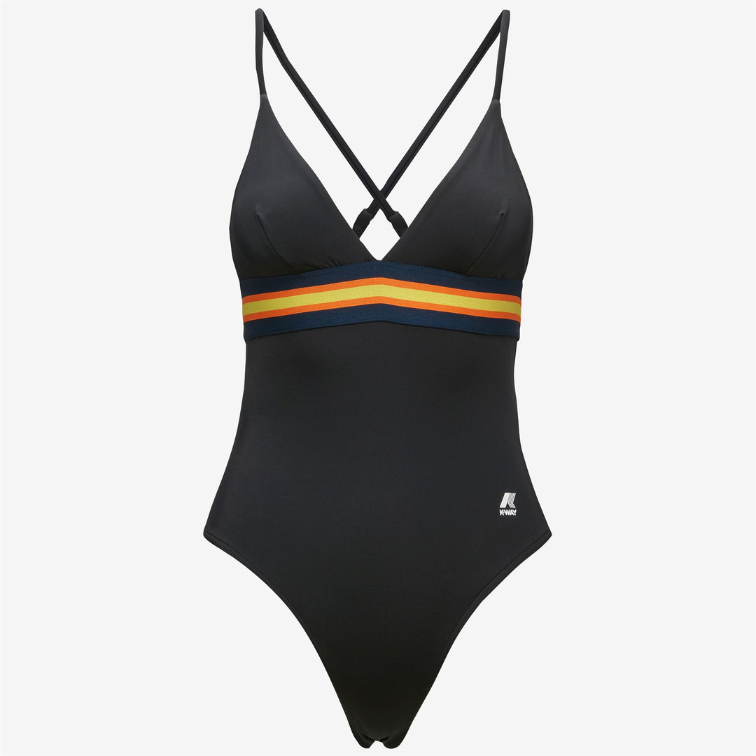 Black Grey Women's Vintage V-Neck Swimsuit with Quick-Dry Fabric 01