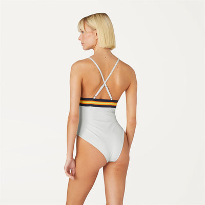 Bathing Suits Woman Katline Tape Swimsuit WHITE Dressed Front Double		