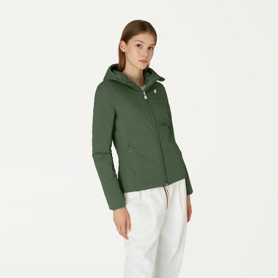 Jackets Woman LILY THERMO LIGHT DOUBLE Short GREEN LAUREL Dressed Back (jpg Rgb)		