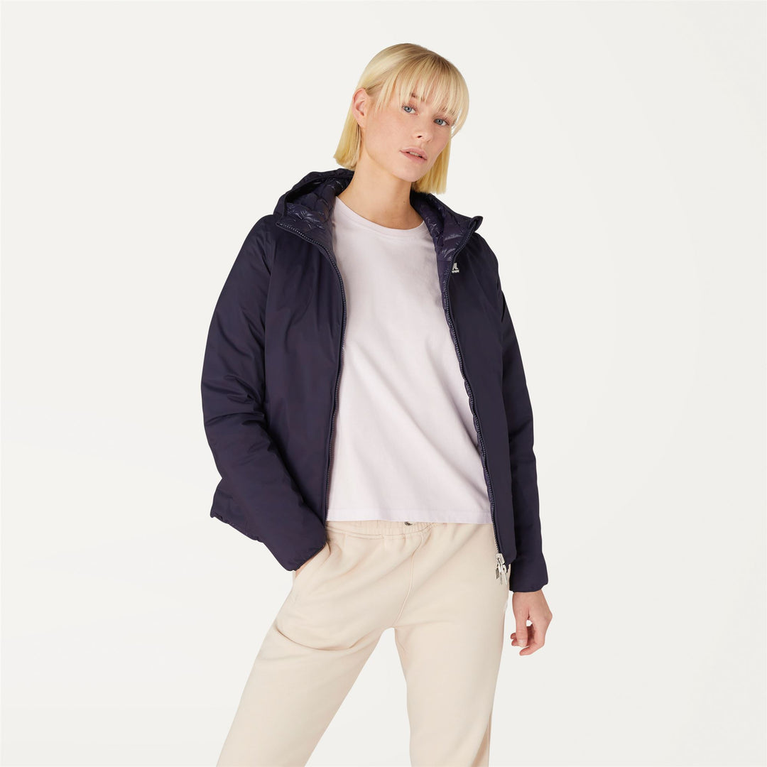 Jackets Woman LILY THERMO LIGHT DOUBLE Short BLUE MARITIME Dressed Back (jpg Rgb)		