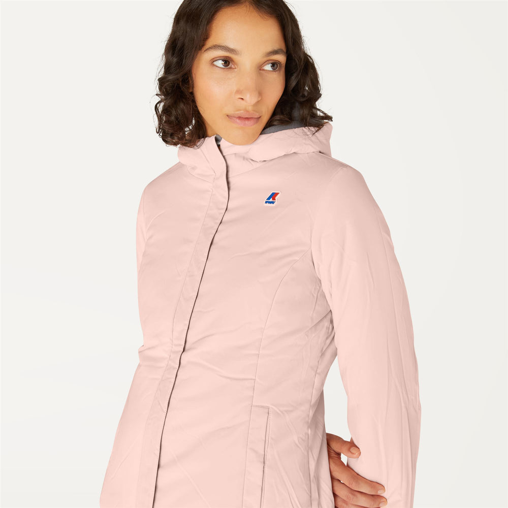 Grey Pink Women's Reversible Warm Short Jacket with Insulation 02