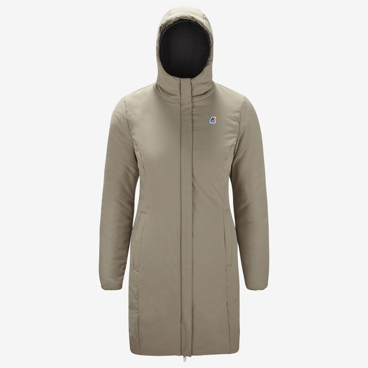 Chaqueta reversible cálida 3/4 para mujer en gris y beige 2