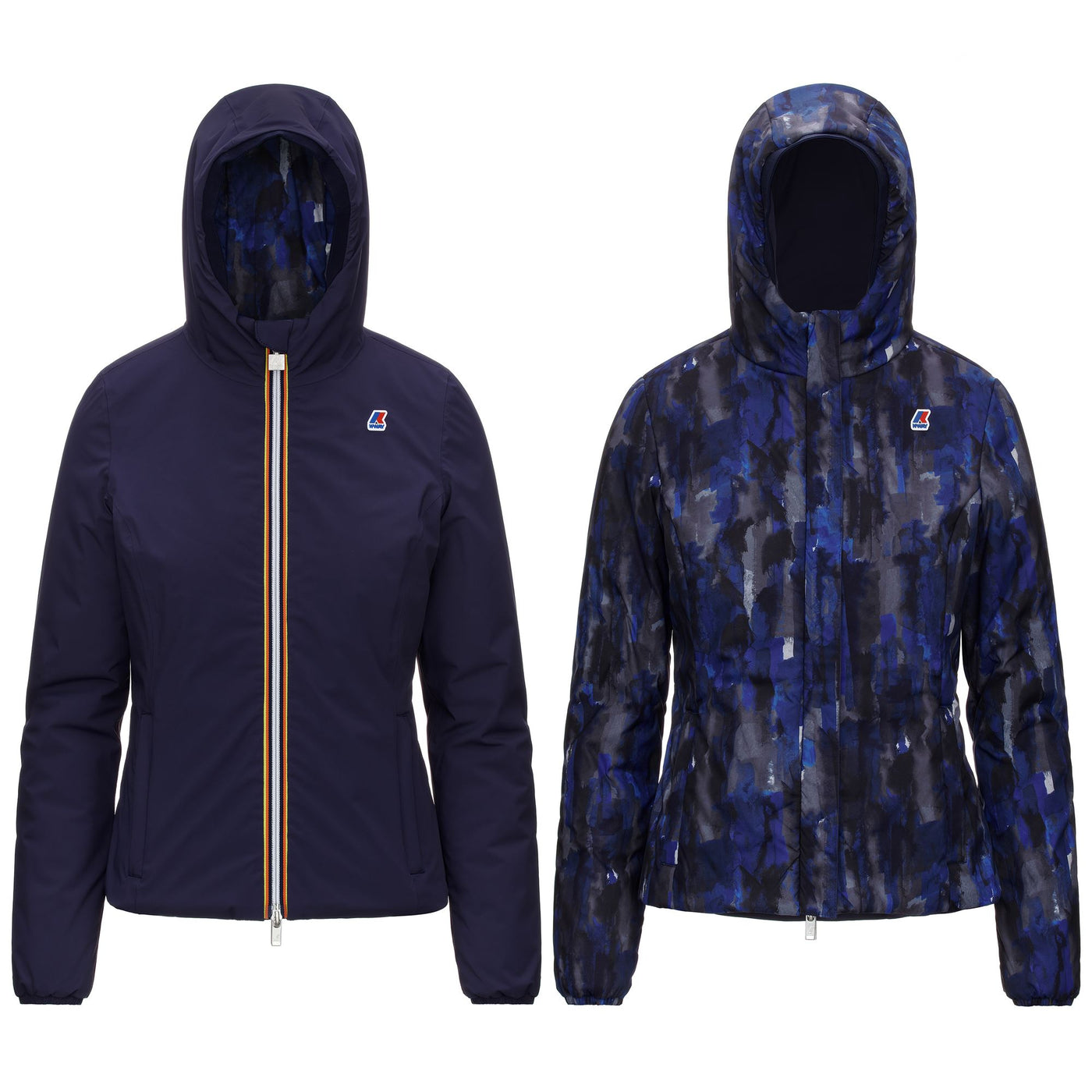 Jackets Woman LILY WARM DOUBLE GRAPHIC Short BLUE MARITIME - BLUE ABSTRACT Photo (jpg Rgb)			
