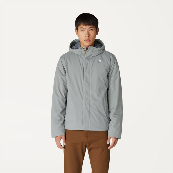 Grey Blue Men's Waterproof Short Jacket with Lightweight Insulation 3