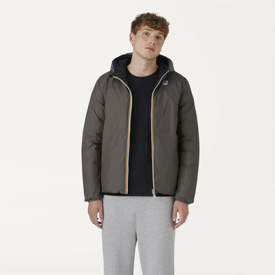 Jackets Man JACQUES THERMO PLUS.2 DOUBLE Short GREY SMOKED - BLACK PURE Dressed Back (jpg Rgb)		