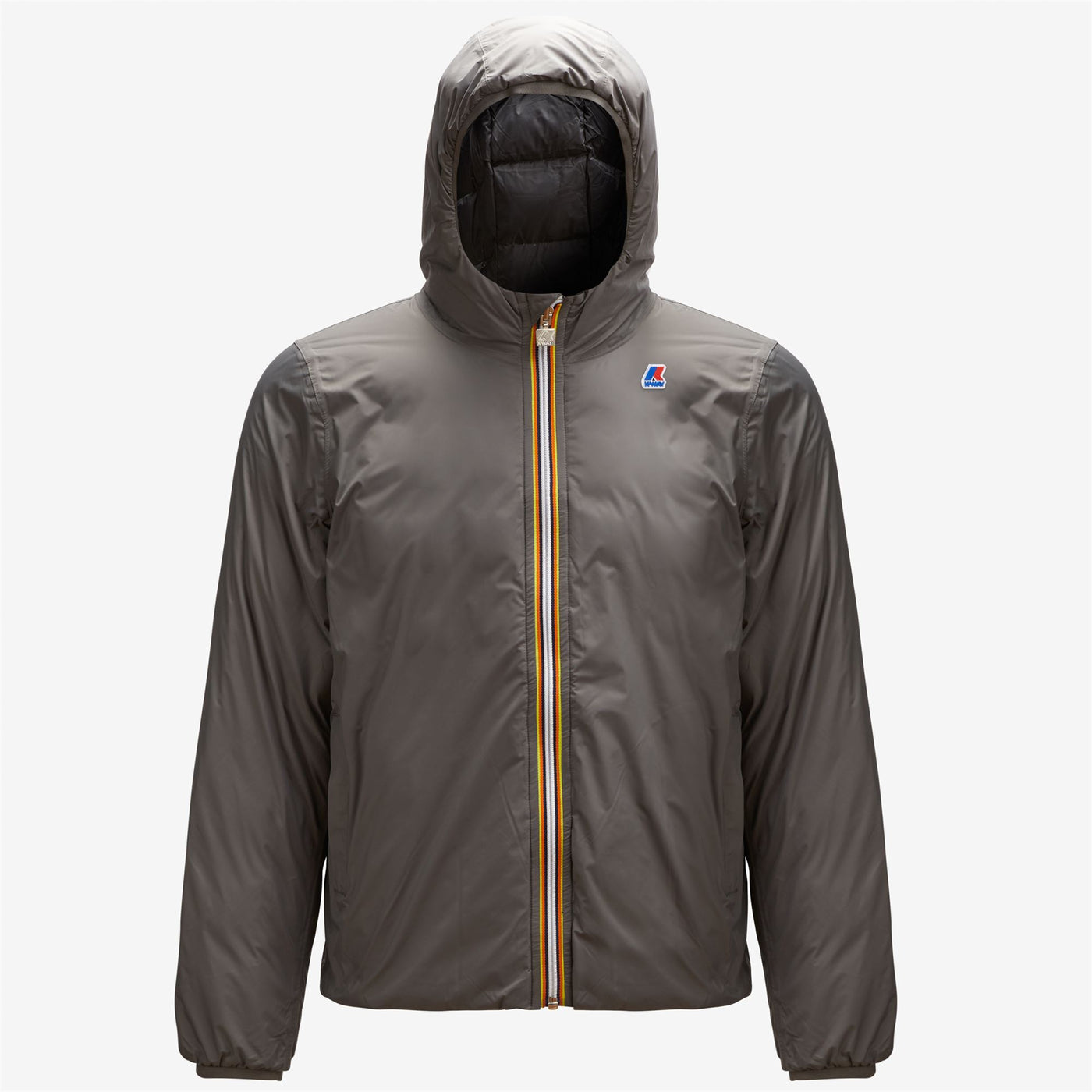 Jackets Man JACQUES THERMO PLUS.2 DOUBLE Short GREY SMOKED - BLACK PURE Dressed Front (jpg Rgb)	