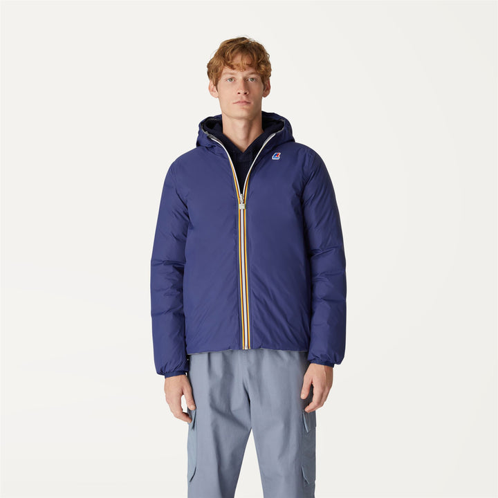 Jackets Man JACQUES THERMO PLUS.2 DOUBLE Short BLUE MEDIEVAL - GREY MD STEEL | kway Dressed Back (jpg Rgb)		