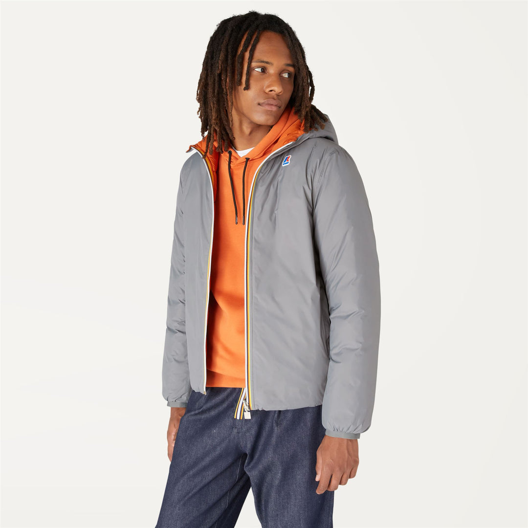 Jackets Man JACQUES THERMO PLUS.2 DOUBLE Short GREY MD-ORANGE RUST Dressed Back (jpg Rgb)		