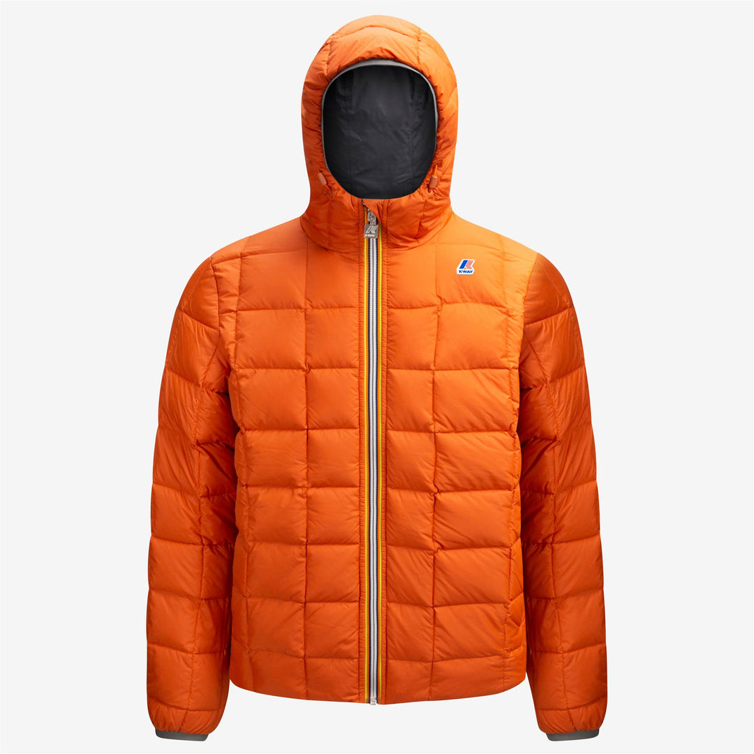 Jackets Man JACQUES THERMO PLUS.2 DOUBLE Short GREY MD-ORANGE RUST Dressed Front (jpg Rgb)	