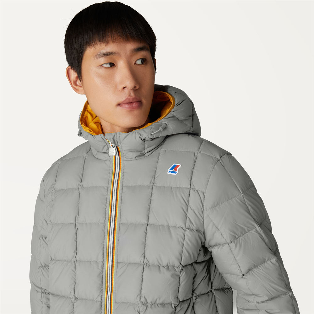 Yellow Grey Men's Reversible Down Jacket for Extreme Cold 02