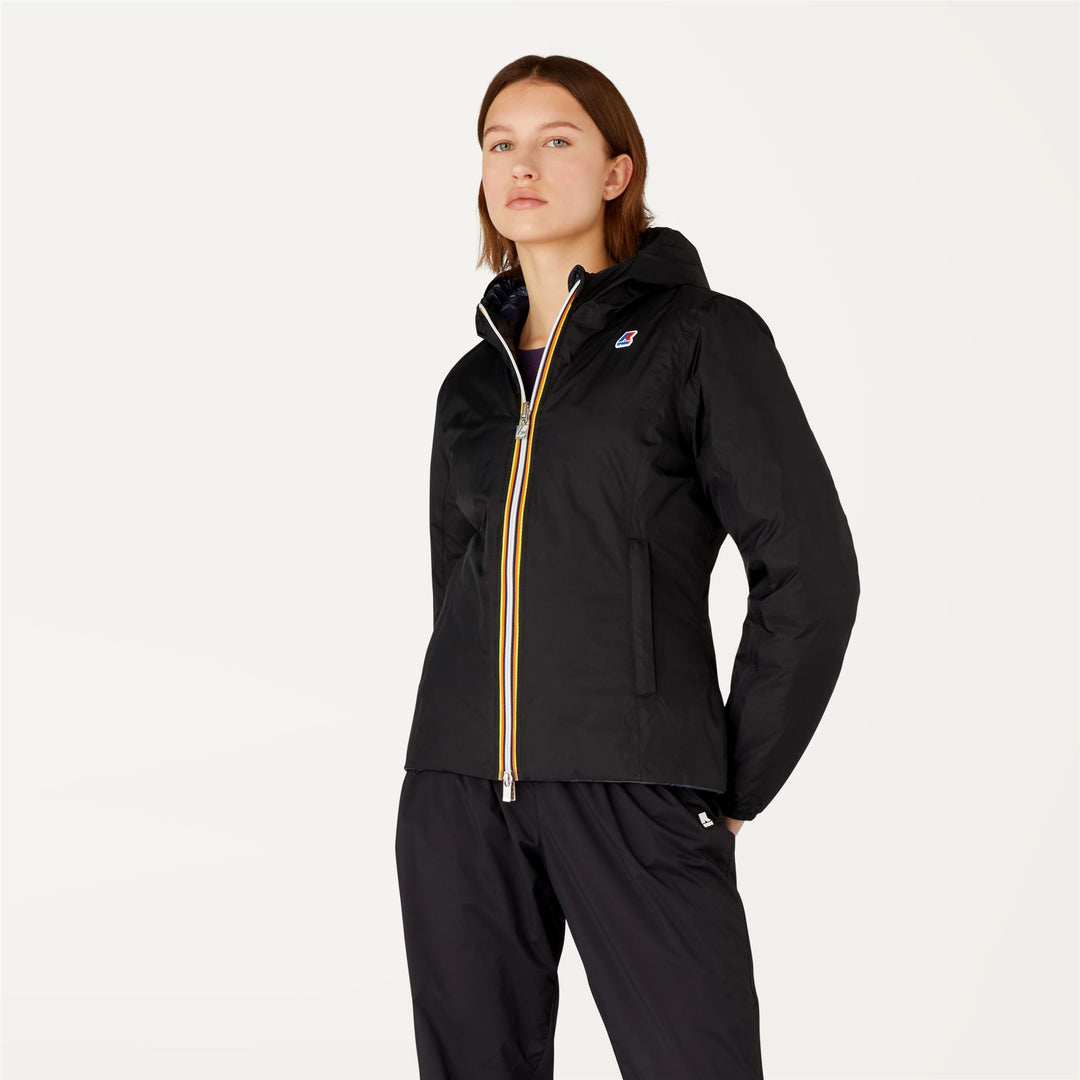 Jackets Woman LILY THERMO PLUS.2 DOUBLE Short BLACK PURE - BLUE DEPTH Dressed Back (jpg Rgb)		