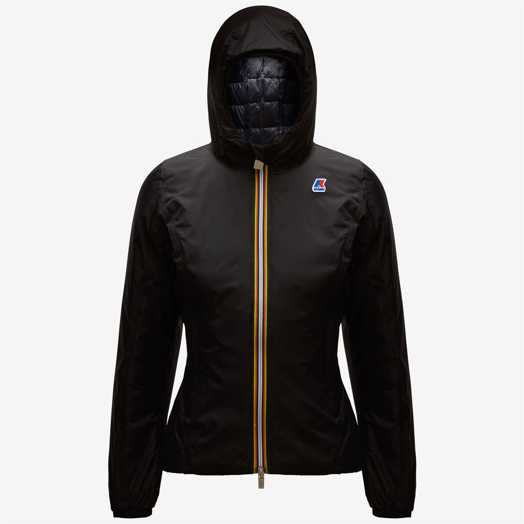 Jackets Woman LILY THERMO PLUS.2 DOUBLE Short BLACK PURE - BLUE DEPTH Dressed Front (jpg Rgb)	
