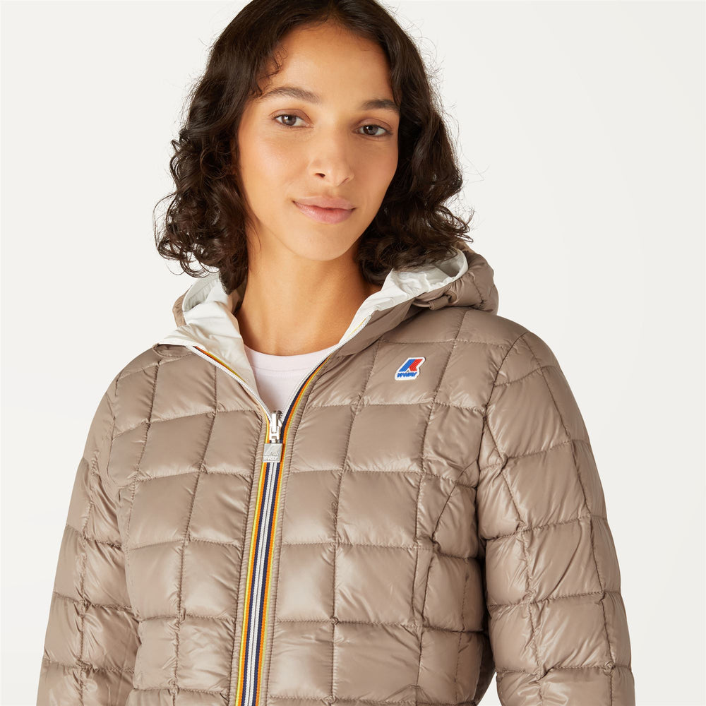 Beige grey Women's Reversible Cold Weather Jacket with Down Insulation 02