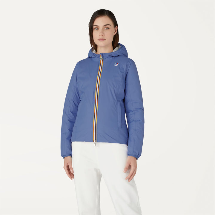 Jackets Woman LILY THERMO PLUS.2 DOUBLE Short AZURE DK - WHITE Dressed Back (jpg Rgb)		
