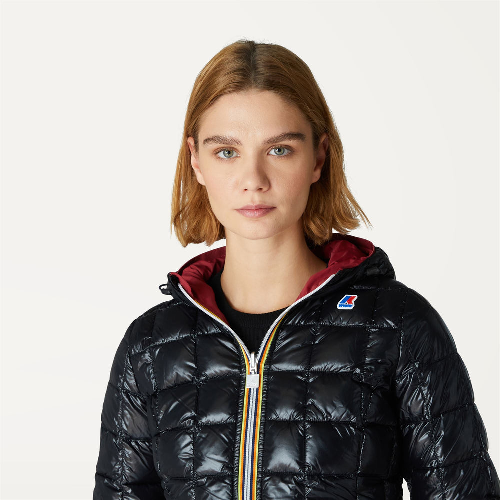 Red black Women's Reversible Down Insulated Short Jacket 02