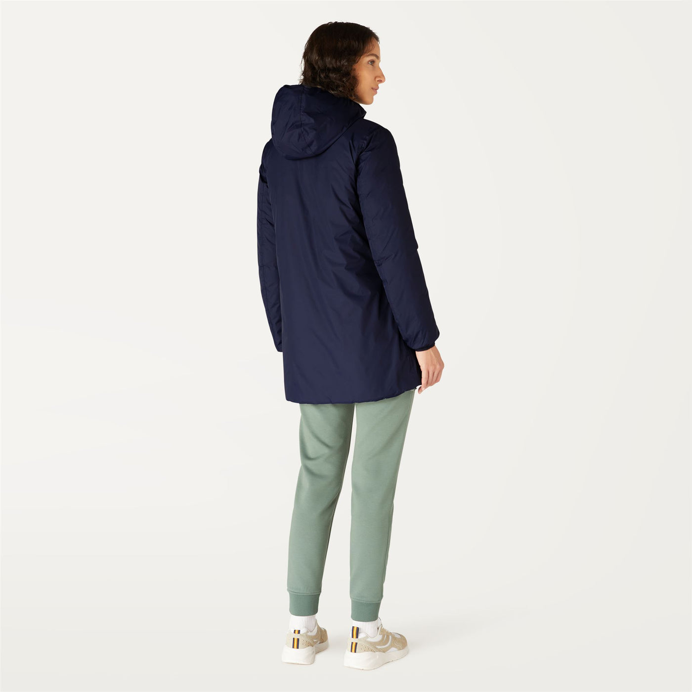 Jackets Woman SOPHIE THERMO PLUS.2 DOUBLE Mid BLUE DEPTH - GREEN LAUREL Dressed Front Double		