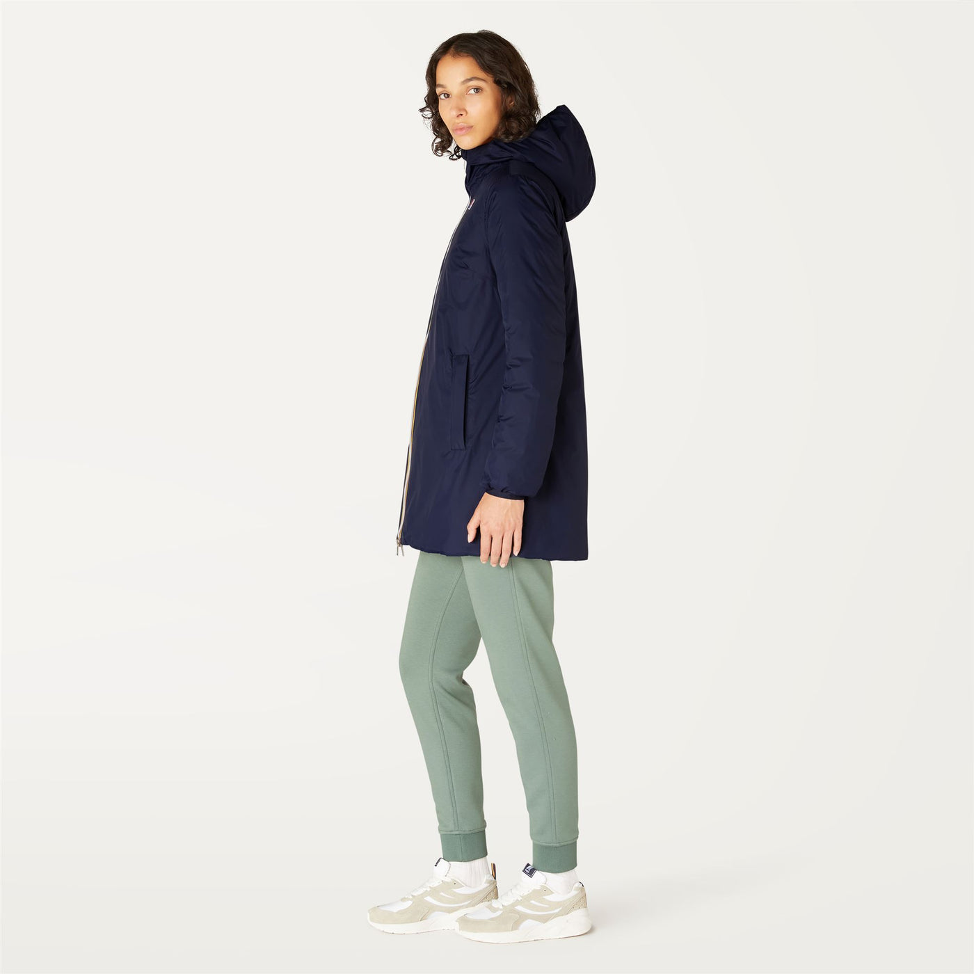 Jackets Woman SOPHIE THERMO PLUS.2 DOUBLE Mid BLUE DEPTH - GREEN LAUREL Detail (jpg Rgb)			