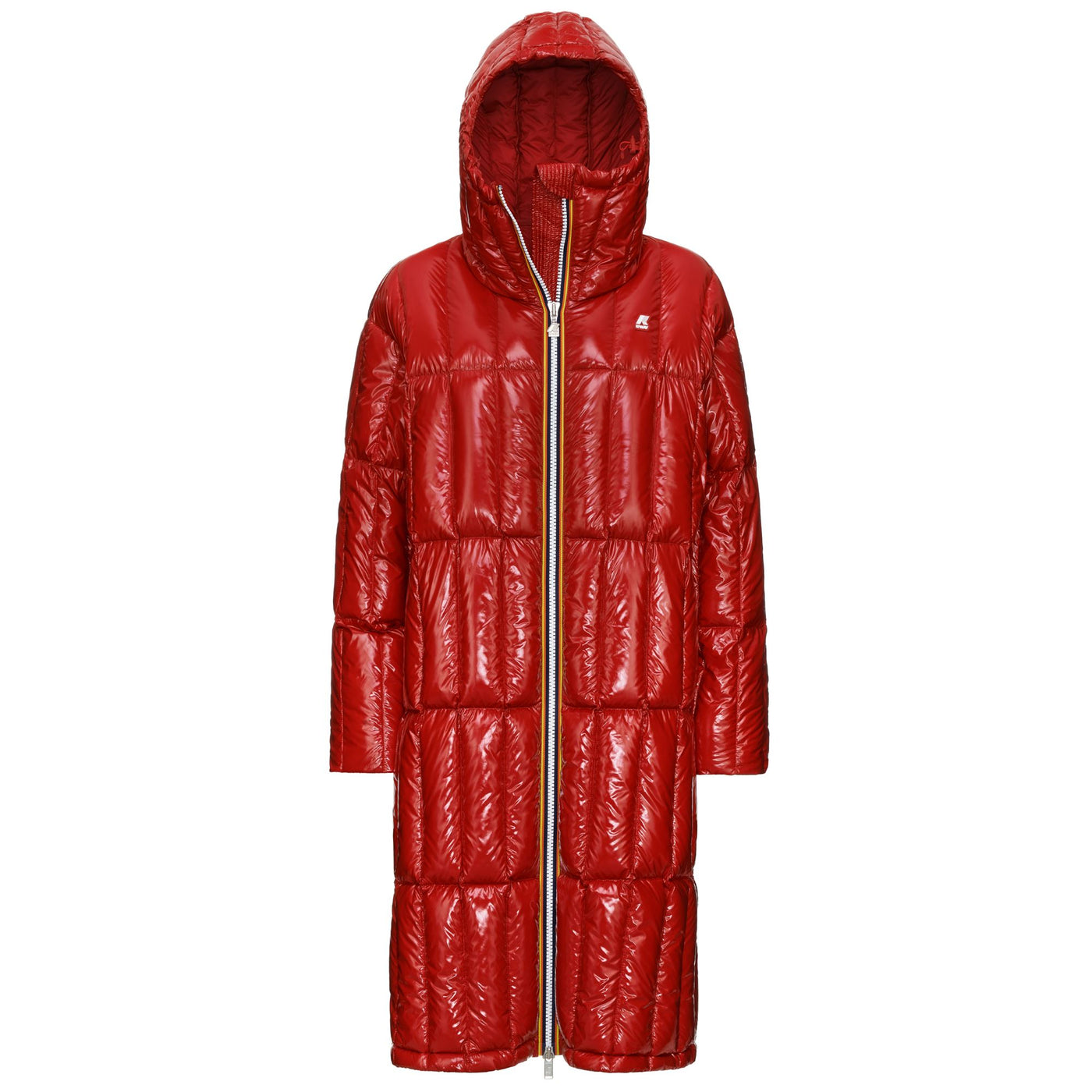 Jackets Woman SIDOINE WARM SHINY QUILTED Long RED VERMILION Photo (jpg Rgb)			