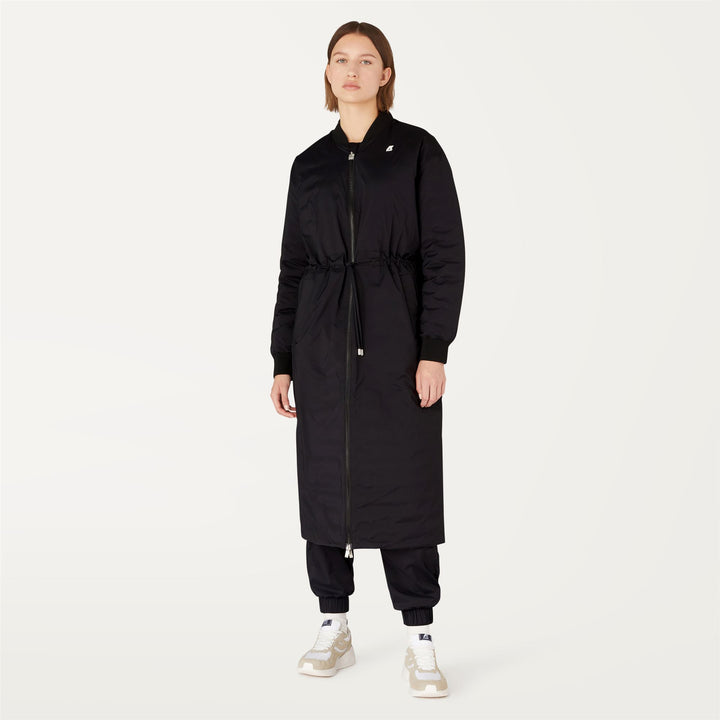 Jackets Woman HELOISE THERMO LIGHT DOUBLE Long BLACK PURE | kway Dressed Back (jpg Rgb)		