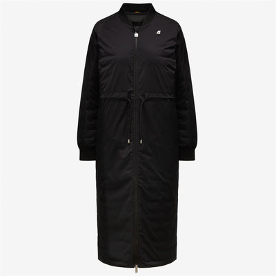 Jackets Woman HELOISE THERMO LIGHT DOUBLE Long BLACK PURE | kway Dressed Front (jpg Rgb)	