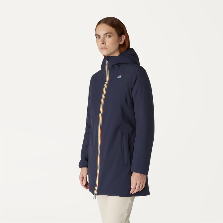 Jackets Woman SOPHIE WARM DOUBLE Mid BLUE DEPTH - BEIGE TAUPE | kway Detail (jpg Rgb)			