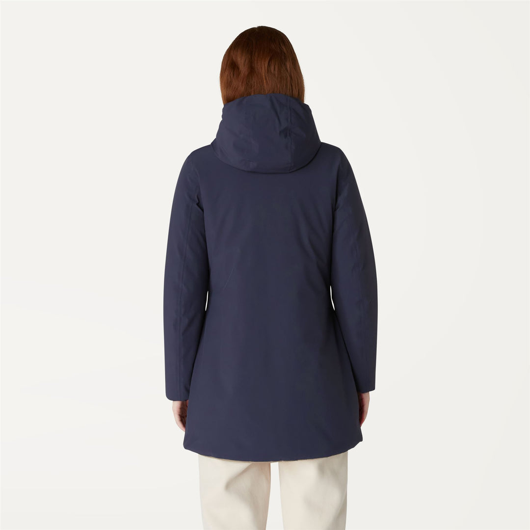 Jackets Woman SOPHIE WARM DOUBLE Mid BLUE DEPTH - BEIGE TAUPE | kway Dressed Front Double		