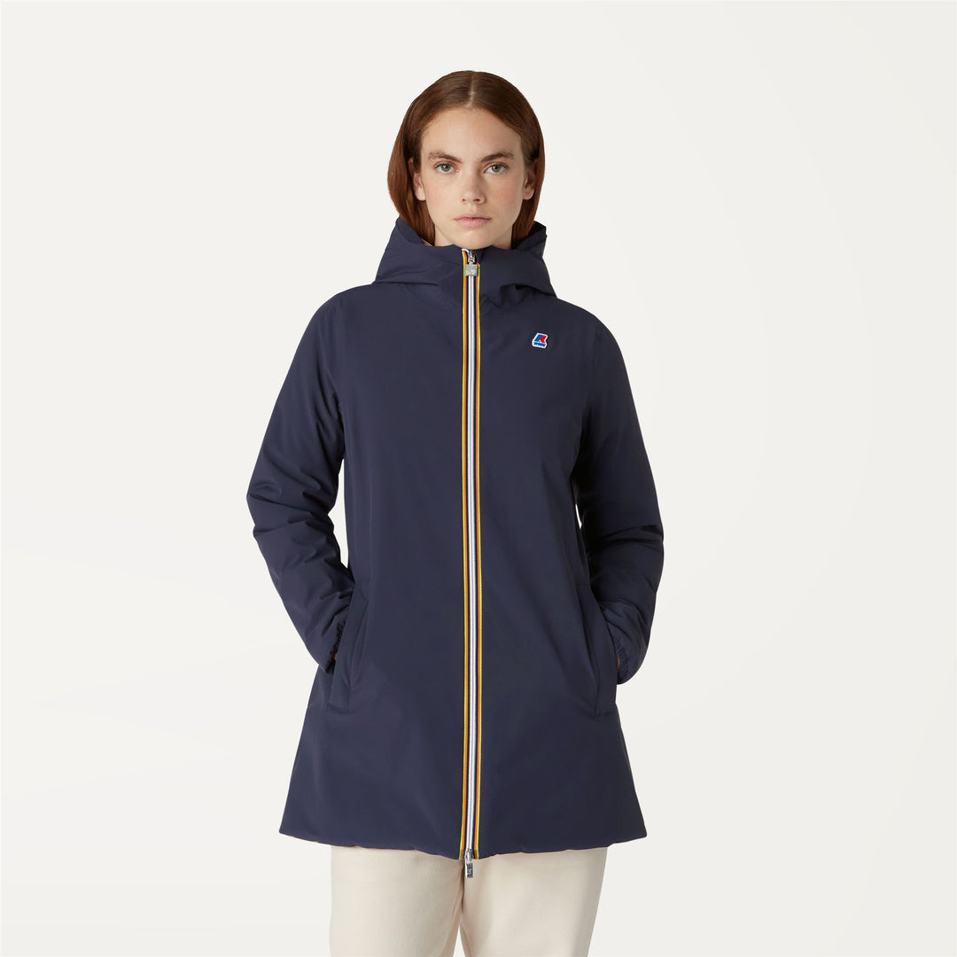 Jackets Woman SOPHIE WARM DOUBLE Mid BLUE DEPTH - BEIGE TAUPE | kway Dressed Back (jpg Rgb)		